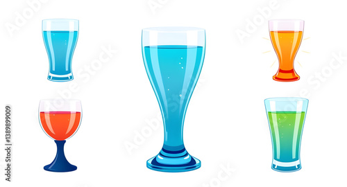 set of glass icon