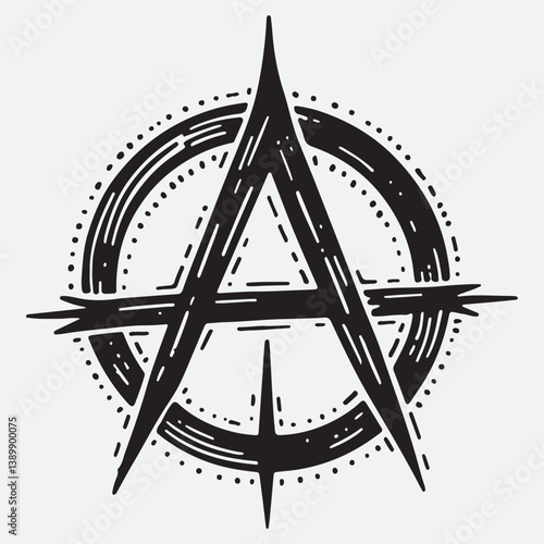 Hand drawn flat design anarchy symbol