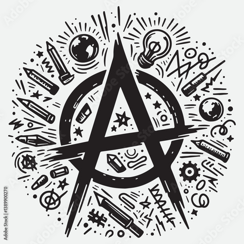 Hand drawn flat design anarchy symbol