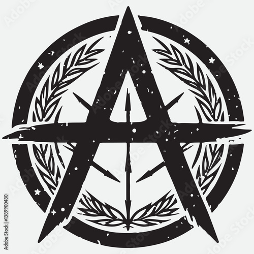 Hand drawn flat design anarchy symbol