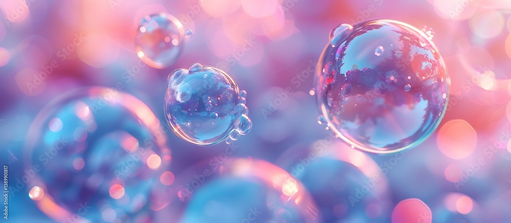 Iridescent soap bubbles floating in a soft focus background Iridescent soap bubbles floating in a soft focus background