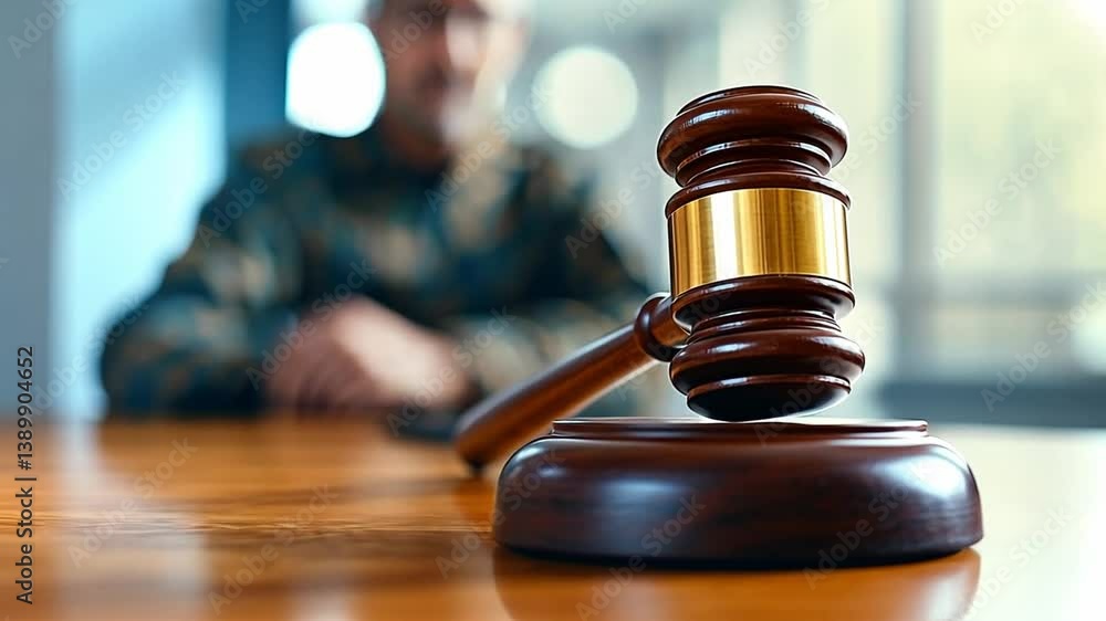 Courtroom gavel symbolizing justice and the rule of law in a legal setting Courtroom gavel symbolizing justice and the rule of law in a legal setting