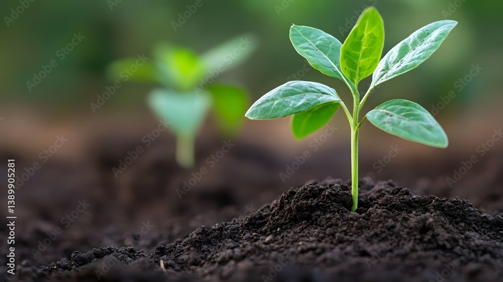 Fototapeta premium Flourishing Green Seedling Symbolizing Sustainable Corporate Growth and Environmental Responsibility