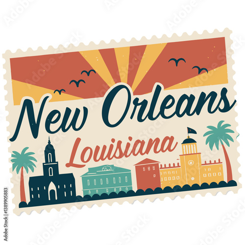New Orleans Louisiana Postage Stamp Vector