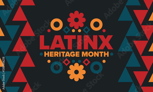 Latinx Heritage Month. National Hispanic Heritage Month. Hispanic and Latino Americans culture. Celebrate annual in United States. Poster, card, banner and background. Vector illustration