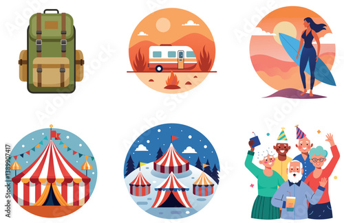 Camping Escape. A Bundle of Blazing and Majestic Collection Stickers