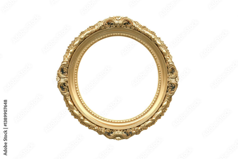 Elegant gold ornate circular frame perfect for showcasing cherished memories artwork or portraits Elegant gold ornate circular frame perfect for showcasing cherished memories artwork or portraits