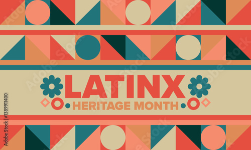 Latinx Heritage Month. National Hispanic Heritage Month. Hispanic and Latino Americans culture. Celebrate annual in United States. Poster, card, banner and background. Vector illustration