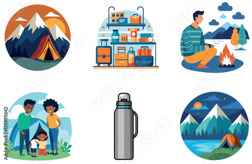 Camping Challenge. A Bundle of Discipline and Tactical Collection Stickers