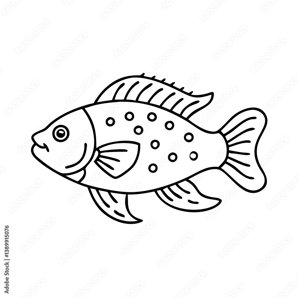 Obraz premium firemouth cichlid fish icon, firemouth cichlid fish line art - simple line art of firemouth cichlid fish, perfect for firemouth cichlid fish logos and icons
