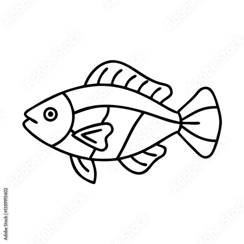 kribensis fish icon, kribensis fish line art - simple line art of kribensis fish, perfect for kribensis fish logos and icons