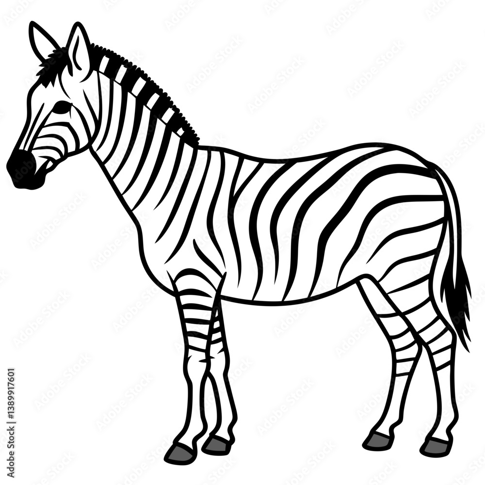 Obraz premium Minimalist Zebra Line Art Vector