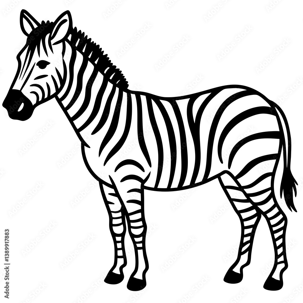 Obraz premium Minimalist Zebra Line Art Vector