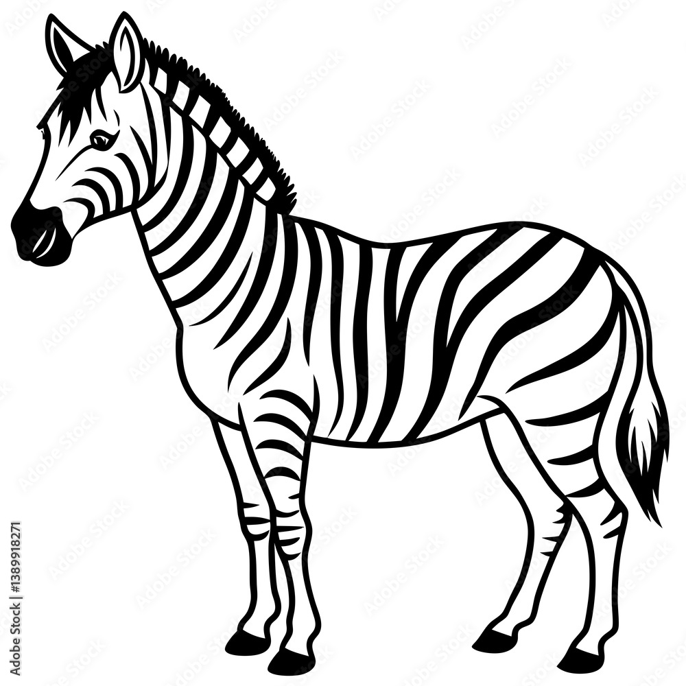 Obraz premium Minimalist Zebra Line Art Vector