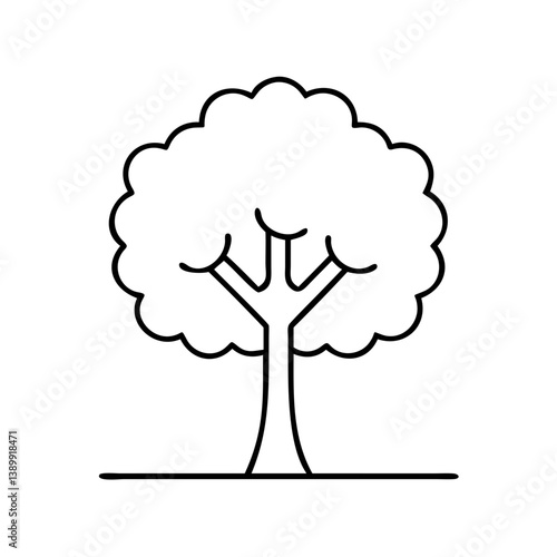 beech tree icon, beech tree line art - simple line art of beech tree, perfect for beech tree logos and icons