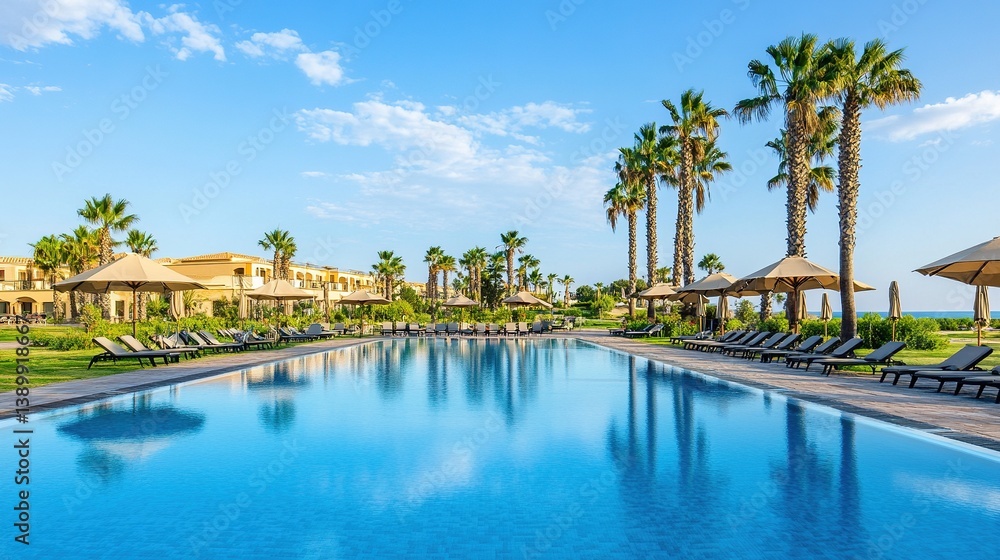 Fototapeta premium Luxurious beach resort with swimming pool