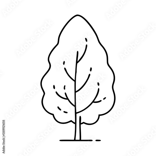 poplar tree icon, poplar tree line art - simple line art of poplar tree, perfect for poplar tree logos and icons