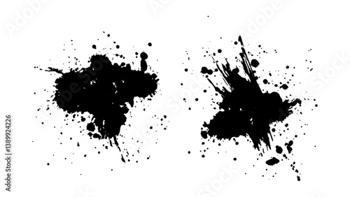 Wallpaper Mural Black ink splatter, black paint, ink brush strokes, brushes, lines, grungy. Dirty artistic design. Black paint splash isolated on transparent background.  Torontodigital.ca