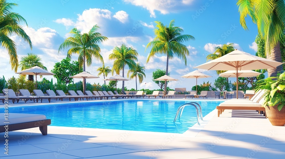 Fototapeta premium Luxurious beach resort with swimming pool