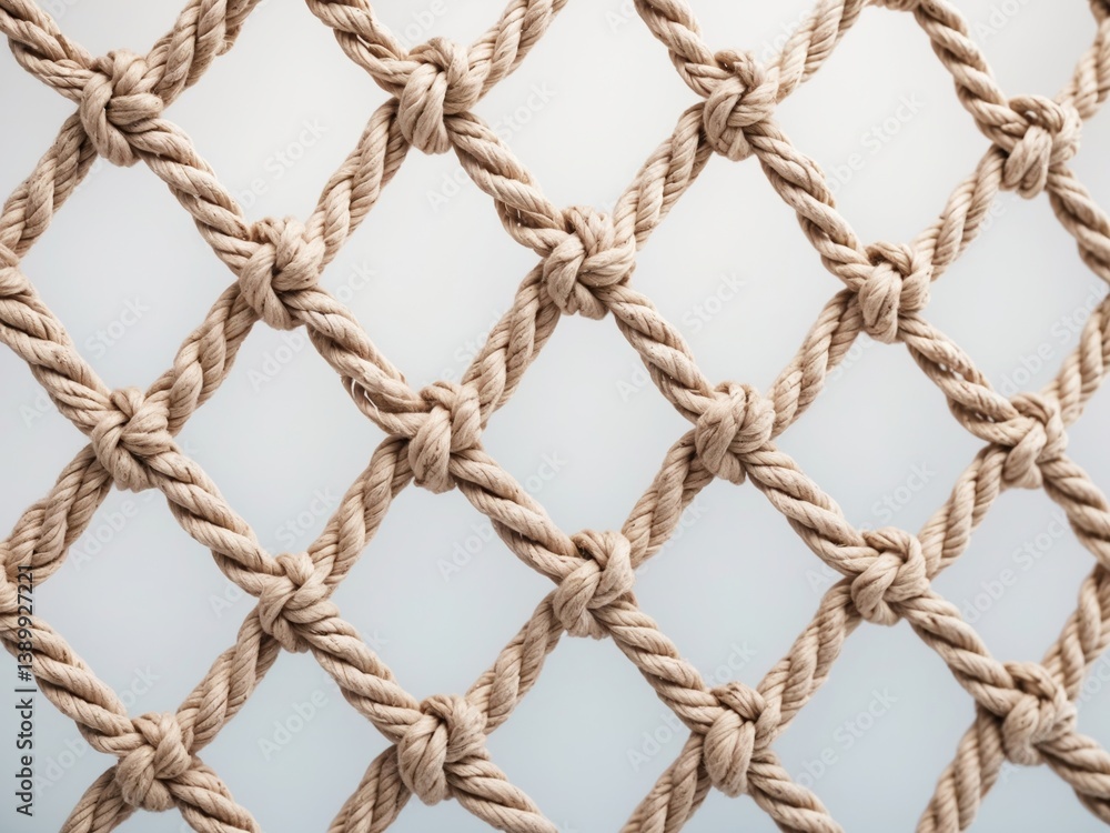 Close-up View of Interwoven Rope Netting Texture and Pattern Details Close-up View of Interwoven Rope Netting Texture and Pattern Details