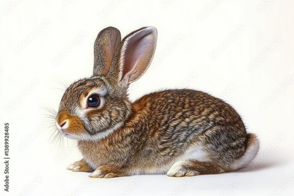Hyper-realistic Rabbit on White Background with Soft Lighting Hyper-realistic Rabbit on White Background with Soft Lighting