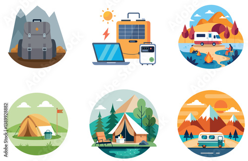 Camping Picnic. A Bundle of Serenity and Fresh Air Collection Stickers