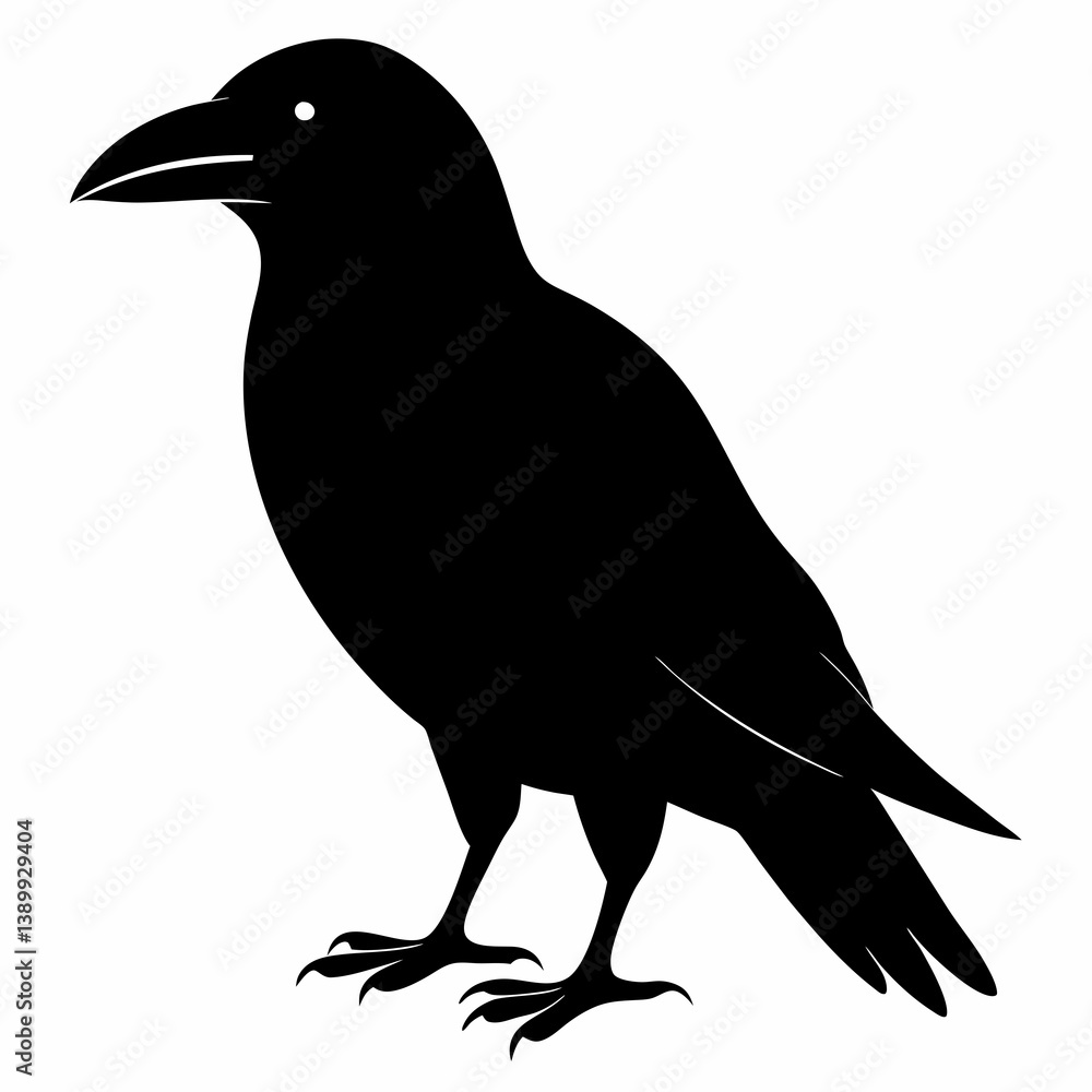 Fototapeta premium Sleek Black Crow Silhouette