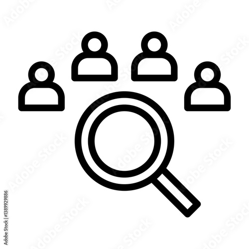 recruitment outline icon. find employee black line illustration.