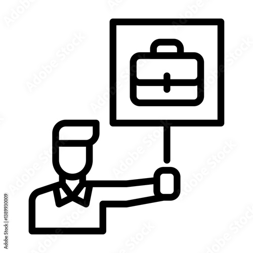 male protest outline icon. job vacancy black line illustration.