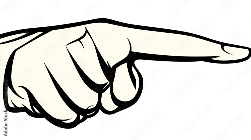 Fototapeta premium Isolated Hand Pointing Right Illustration with White Color and Black Background
