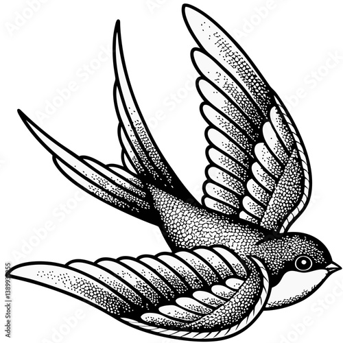 Vintage Swallow Tattoo Vector