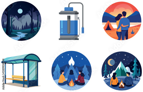 Camping Celebration. A Bundle of Cheers and Unity Collection Stickers