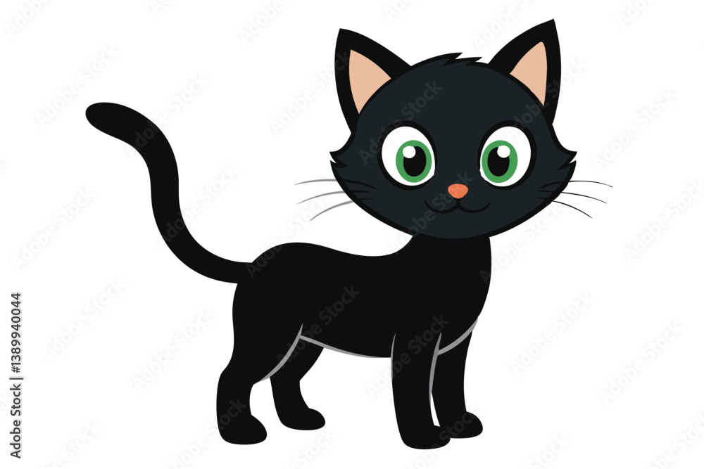 Black cat silhouette and vector illustration. Black cat silhouette and vector illustration.