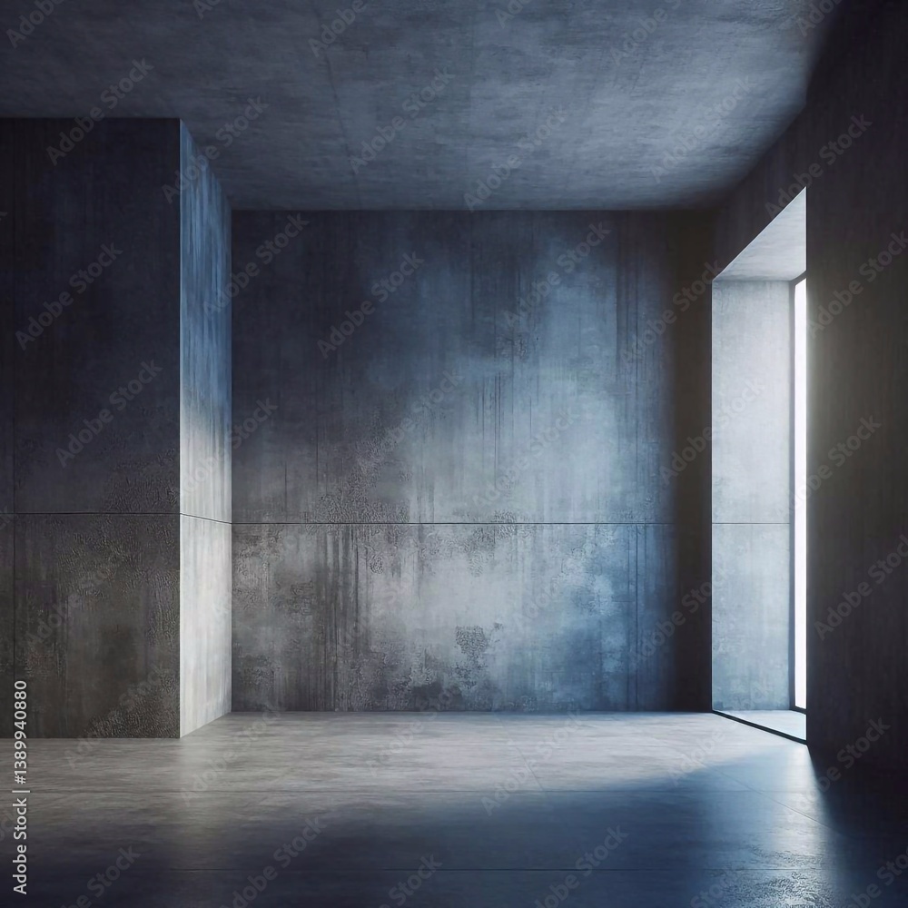 Empty concrete room concept. AI generated illustration