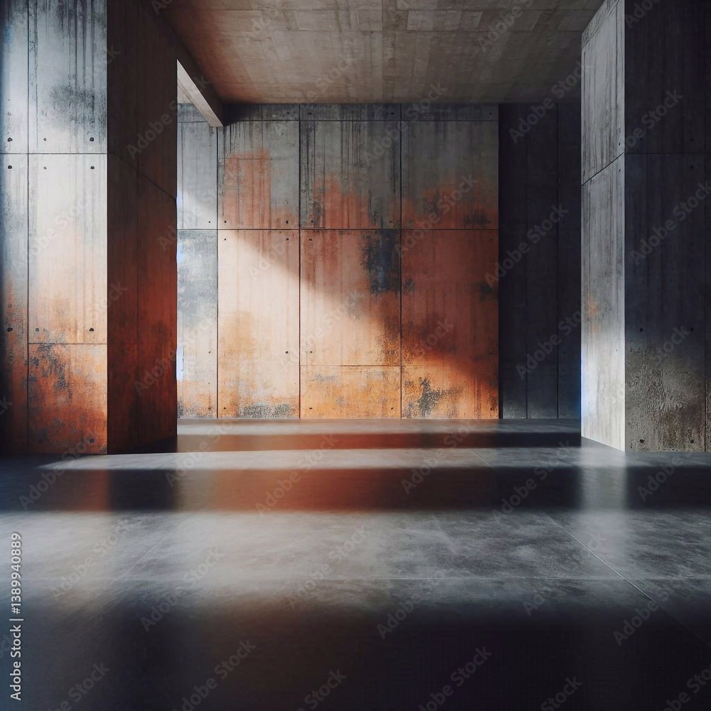 Empty concrete room concept. AI generated illustration