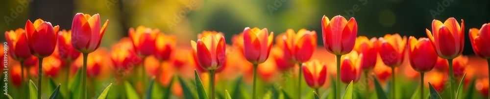 Vibrant array of blooming tulips in a sunny garden, flowers, colorful Vibrant array of blooming tulips in a sunny garden, flowers, colorful