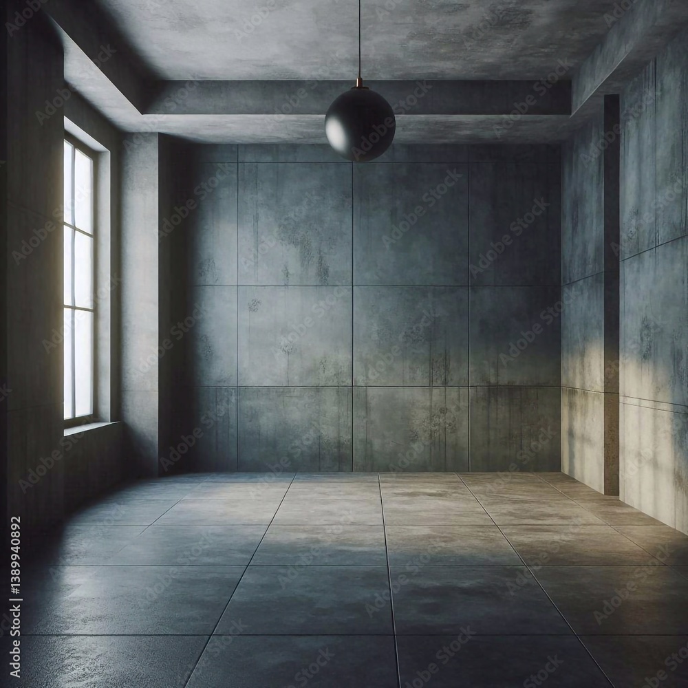 Empty concrete room concept. AI generated illustration