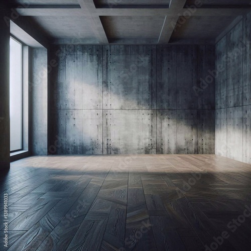 Obraz na płótnie Empty concrete room concept. AI generated illustration w salonie