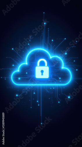 Wallpaper Mural A digital illustration of a cloud with a lock icon symbolizing cloud computing security. Torontodigital.ca