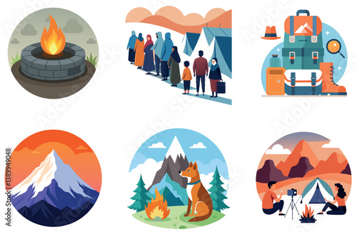 Camping Adventure. A Bundle of Autumn and Serenity Collection Stickers