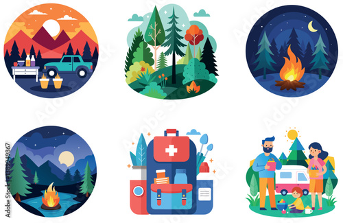 Camping Journey. A Bundle of Freedom and Scenic Collection Stickers