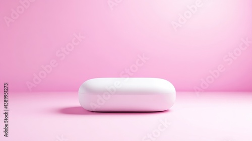 Empty white product display podium on a pink background