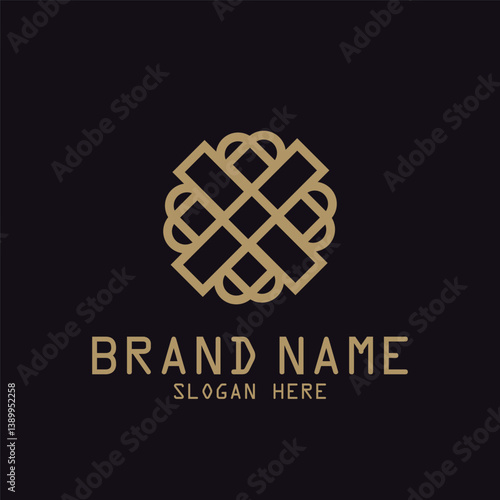 luxury interior logo outline pattern icon vector illustration template design