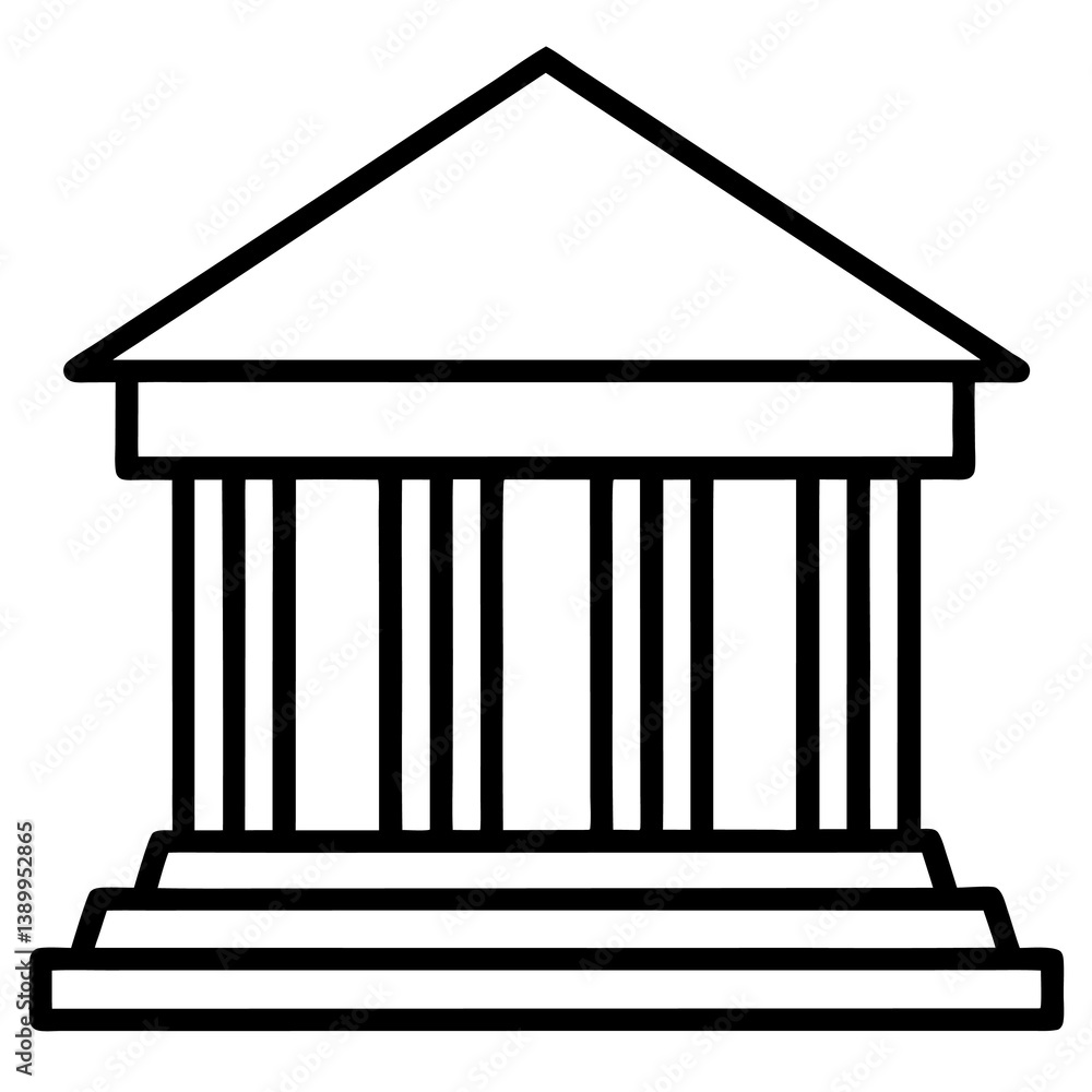 classical building isolated on white background