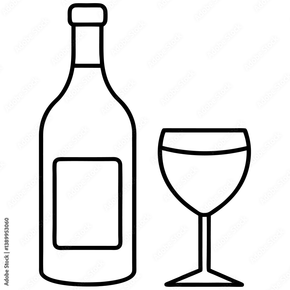 wine bottle and glass