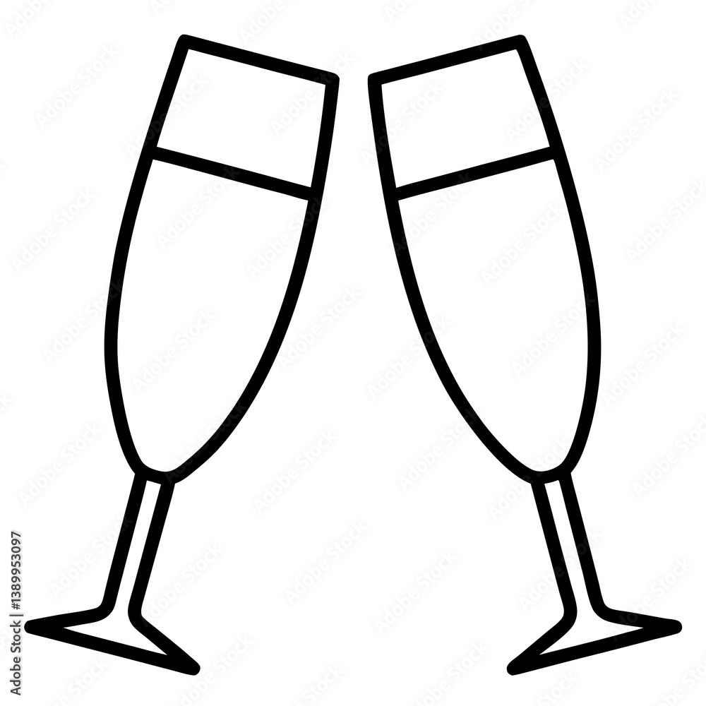 champagne glass on white background