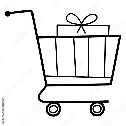 Obraz na płótnie shopping cart with gift box icon vector illustration w salonie