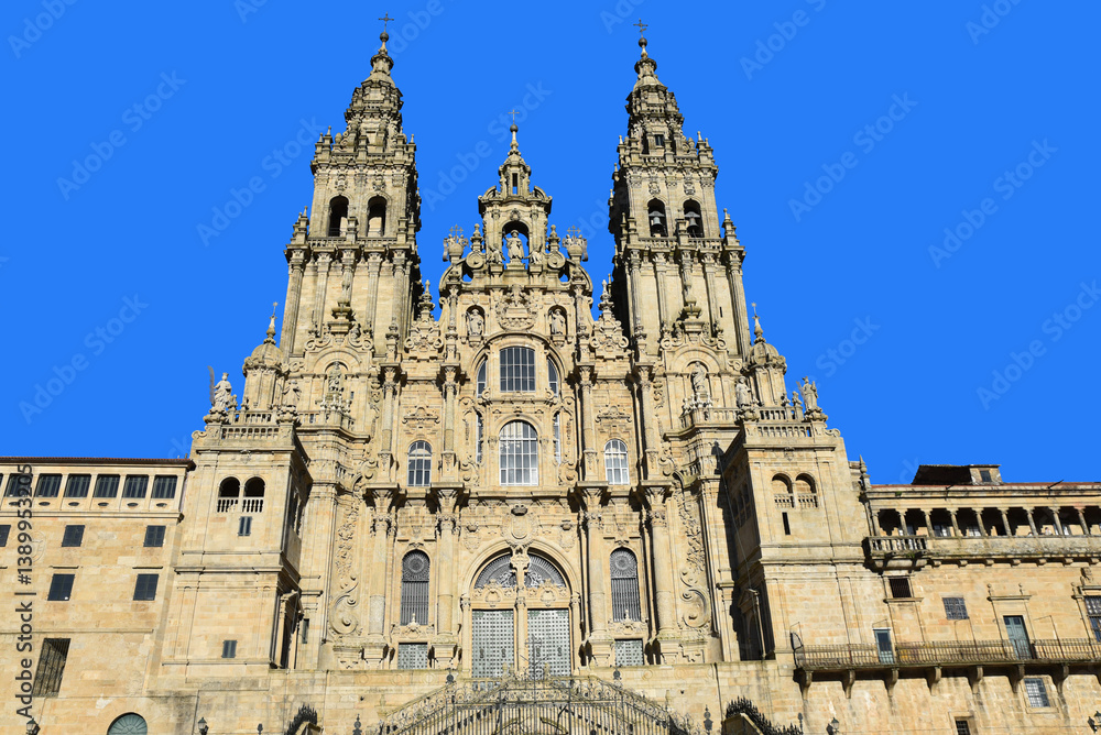 Fototapeta premium Façade de la cathédrale à Saint-Jacques de Compostelle. Espagne