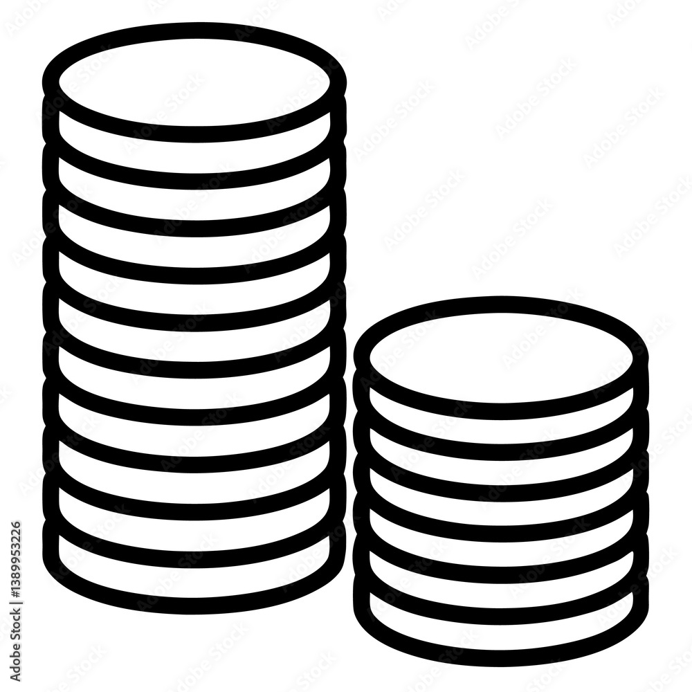 two stack of coins isolated on white background