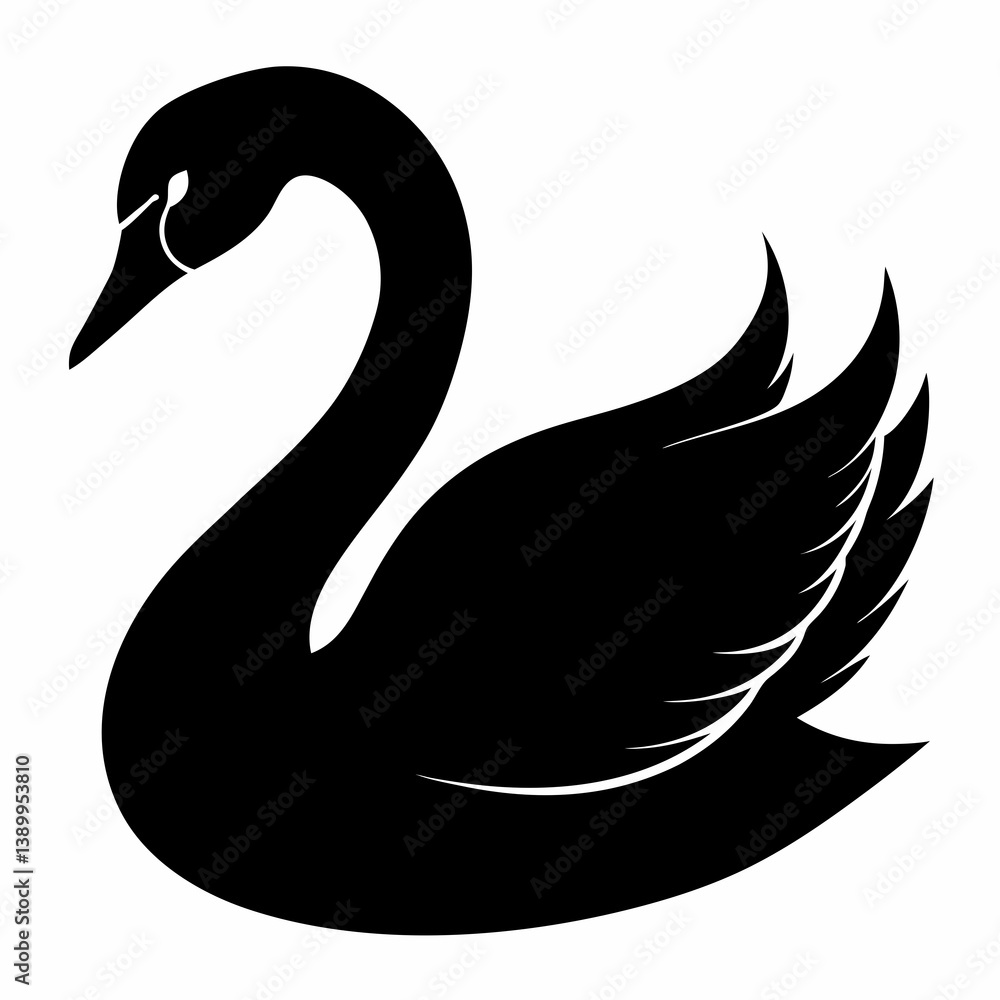 Fototapeta premium Stylish Black Swan Graphic Vector